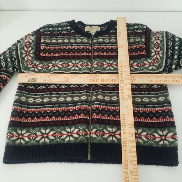 Newton Trading Co Wool Cardigan Fair Isle Knit Sweater Full Zip Womens Sz Medium - Picture 7 of 9